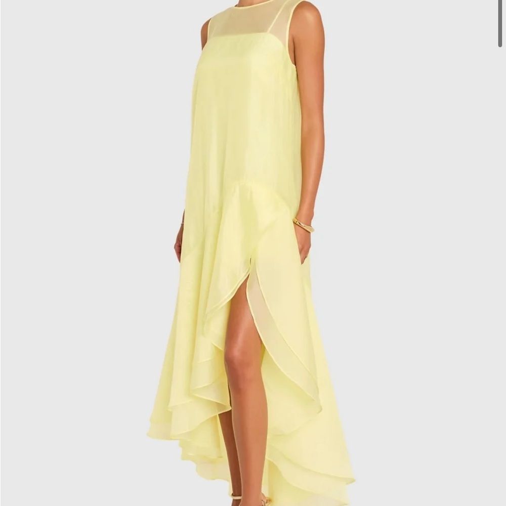 Amanda Uprichard Pale Yellow High-Low Chiffon Dress